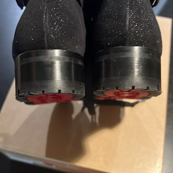 CHRISTIAN LOUBOUTIN Crosta Star Who Runs Flat Boots Size 38.5 Black - Picture 8 of 9